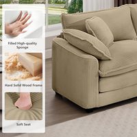 Canapé modulaire de luxe Mikibama 80 pouces en tissu velours côtelé moderne, gain de place, pieds en bois, deux places, avec accoudoirs et coussin décoratif