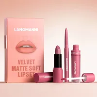 Fabricant professionnel de produits de beauté pour les lèvres, ensemble de rouge à lèvres mat à six couleurs LANGMANNI, imperméable et tendance, pour le maquillage quotidien