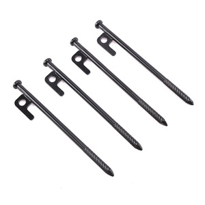 Xilei Hardware Tent Pegs 20Cm Black High Carbon Steel Outdoor Camping Ground Stakes For Tents Tarps Beach Use - Product Image 1