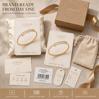 Gelang Batu Dua Baris Baja Anti Karat Lapis Emas 18K untuk Wanita, Dapat Disesuaikan, Tahan Air, Hipoalergenik, Grosir Perhiasan