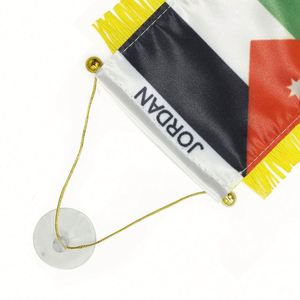 Bandera Personalizada de Satén JORDAN, Mini Bandera para Auto con Borlas Amarillas - Product Image 3
