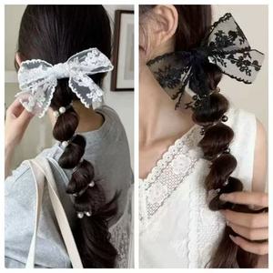 Nouvelle Épingle à Cheveux en Tissu et Dentelle avec Nœud en Forme de <span class=keywords><strong>Poire</strong></span> et Anneau Téléphone pour Femme - Accessoire Capillaire Créatif Style Doux pour Femme - Product Image 3