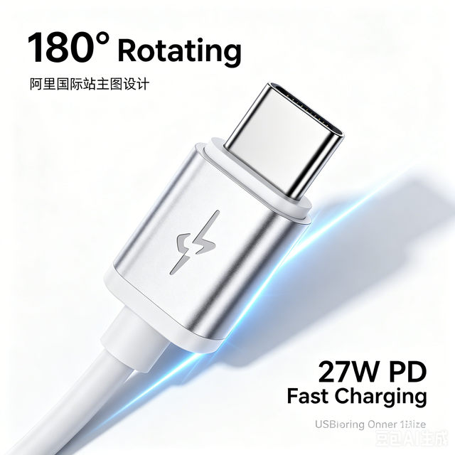 180° Rotatable USB-C Cable | 27W PD Fast Charging Cord for iPhone Samsung | Zinc Alloy, Durable & Tangle-Free