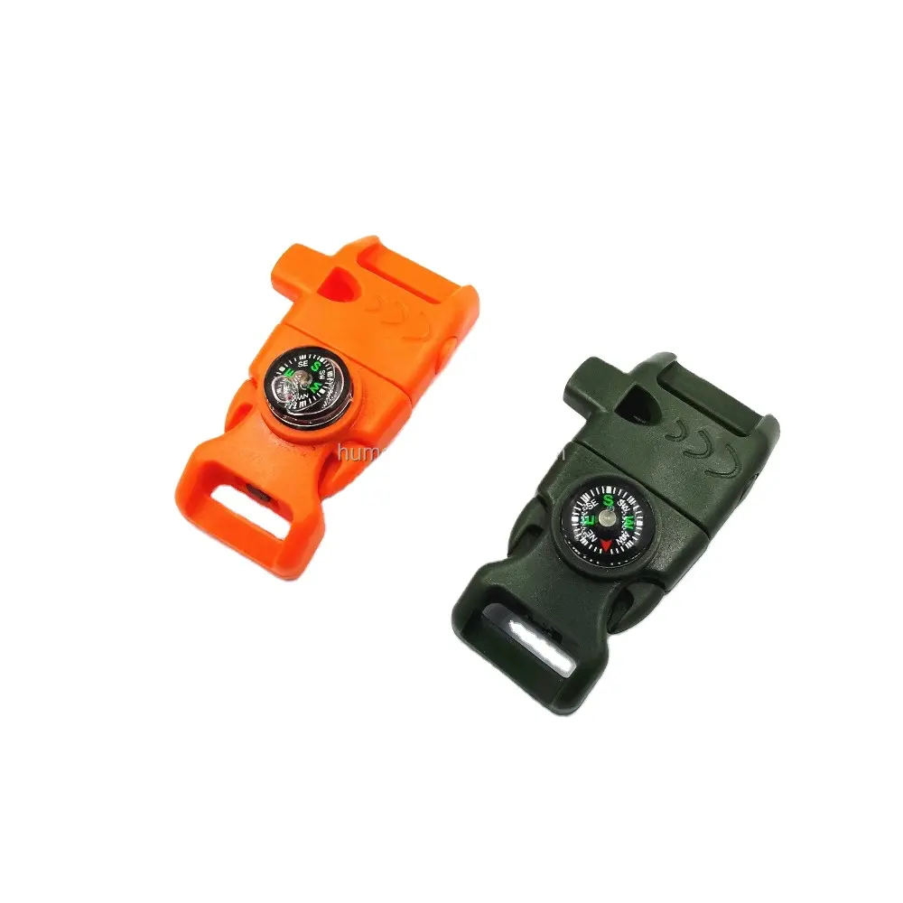 Hot Sales Cheap Plastic Survival Tool Whistle Buckle With Compass