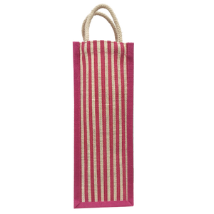 Cheapest Customized Stripe Printing Jute One Wine <b>Bottle</b> <b>Bag</b> Cheap Price High Quality Product Made in India - Product Image 2