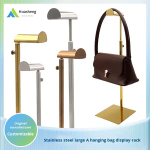 Giá để trưng bày túi kính lớn đặt sàn bằng thép không gỉ, dành cho cửa hàng quần áo, bán chạy, giá để túi xách - Product Image 5