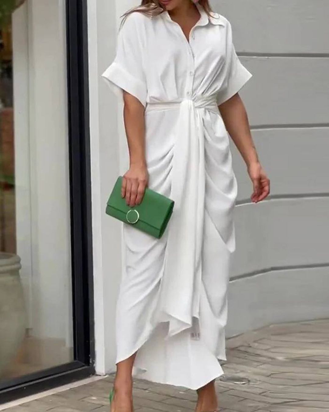 Shop Our Green Loose Maxi Shirt Dress - Elegant & Casual Shop Our Green Loose Maxi Shirt Dress - Elegant & Casual