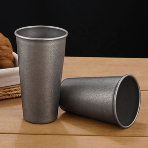 Logo personalizzato Retro argento opaco 304 acciaio inossidabile tazza di caffè stile industriale 200ml ristorante boccale di birra da campeggio tazze da Picnic - Product Image 3