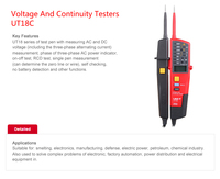 Comprobador de Voltaje y Continuidad UNI-T UT18C con Secuencia de Fase para 0~690V CA/CC, Protección IP55, Modo de Espera Automático