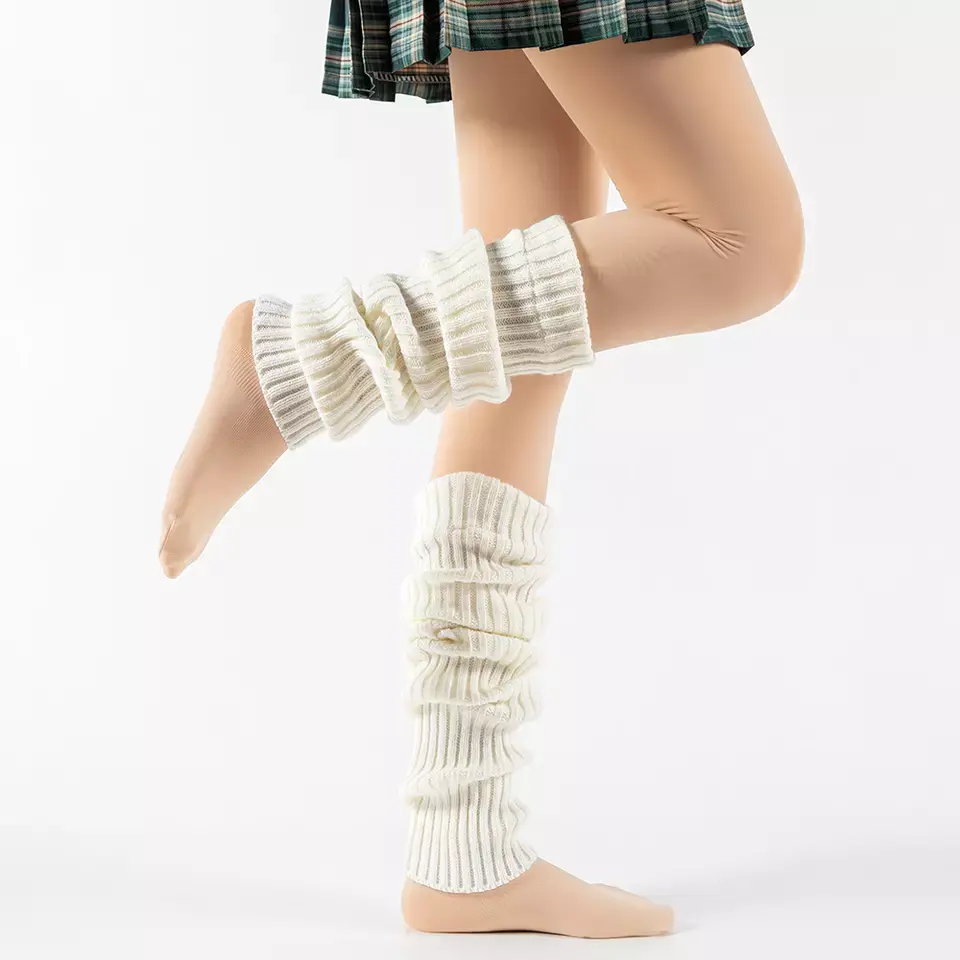 Kadın dans örme toptan özel Slouch çorap diz yüksek kış düz bacak ısıtıcısı çorap kadınlar için