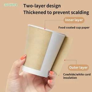 Wholesale Disposable Double Wall Hot Cold Drink Paper Cups Custom Print Logo White Paper Cups For Bubble Tea Shop