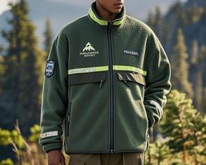 Veste en laine à col montant pour homme, service OEM, broderie de logo personnalisée, coupe-vent, écologique, à capuche, épaisse, décontractée, 380 g/m² - Product Image 2