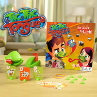 Jeu de société interactif parent-enfant de combat de cartes avec masque de lézard et jouet de bureau souffleur de langue de grenouille, vente en gros