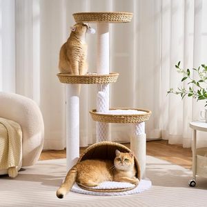 Meuble multi-niveaux haut en bois d'ingénierie moderne, étanche, personnalisé en usine, avec logo OEM/ODM, résistant aux rayures, en carton et peluche - Product Image 1