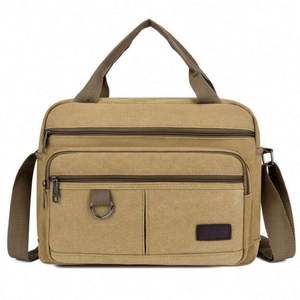 Bolsa de Hombro de Lona de Alta Calidad, Bolsa Pequeña para Herramientas, con Múltiples Bolsillos, Color Caqui, Bandolera para Hombre - Product Image 1