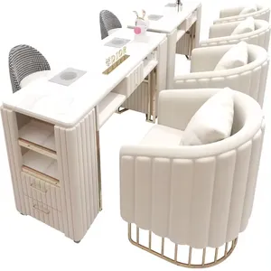 Youtai Luxury Salon Nail Shop Station Furniture Table And Chair Set Nail Desk Manicure Table For Beauty Salon