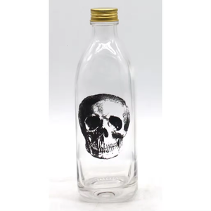 New Arrivals Clear <strong>Glass</strong> Water <strong>Bottle</strong> with <strong>Skull</strong> Pattern Trending Product for Urban Style Terrium <strong>Glass</strong> <strong>Bottle</strong> - Product Image 3