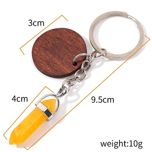 سلسلة مفاتيح جذابة من الأحجار الكريمة الطبيعية ذات طابع شخصي مع حلقة مفاتيح خشبية مستديرة سلسلة مفاتيح تصنعها بنفسك فارغة للحقيبة - Product Image 3