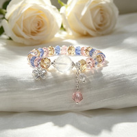 Bracelet en cristal d'améthyste naturelle pour femmes, bracelet extensible fait main avec perles facettées, pierre de guérison, bijoux floraux