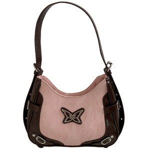 Sac à bandoulière papillon bicolore rose et noir avec détails rivetés pour un usage quotidien - Product Image 5