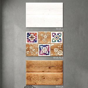 Carreaux de parquet en bois poli miroir brillant 300x450mm Beige Marron Jaune Gris Carreaux de sol en porcelaine effet bois - Product Image 2