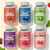 6 types de gommes protéinées aux saveurs de fruits, gommes protéinées riches en protéines, complément alimentaire pour hommes et femmes, gommes à base de fibres végétales