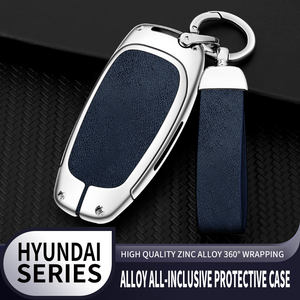 Nouvelle Coque de Clé de Voiture en Cuir Alliage pour Hyundai <span class=keywords><strong>Santa</strong></span> <span class=keywords><strong>Fe</strong></span> Tucson <span class=keywords><strong>2022</strong></span> NEXO NX4 Atos Solaris <span class=keywords><strong>Prime</strong></span> 2021 3 4 Boutons avec Logo de Voiture Personnalisé - Product Image 4