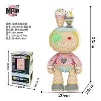 Mpin personnalisé Momo lapin bloc de construction jouet figurines Bearbrick Micro modèle animal assemblé coloré Art ours 3D modèle Mini briques