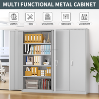 Métal acier 2 portes battantes 4 étagères bureau classement armoire de rangement serrure organisateur pour bureau Garage école