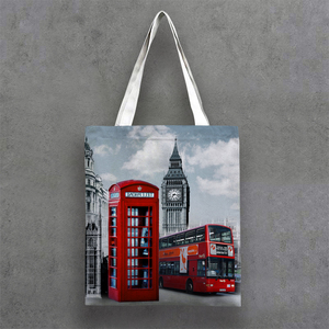 Décoration d'intérieur nordique Londres Angleterre avec motif de dessin animé pour sac fourre-tout en toile de shopping de <span class=keywords><strong>voyage</strong></span> - Product Image 5