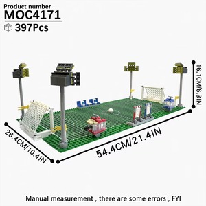 397 pièces MOC4171 Ensemble de blocs de construction en plastique ABS, Série Ville, Modèle de terrain de football, Scène sportive, Course de bataille, à assembler et collectionner, pour adolescents - Product Image 5