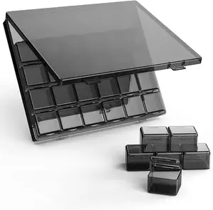 De gros organisateur boîte peinture-Petits récipients en plastique empilables avec couvercle, Mini conteneurs pour perles, peinture scintillante, graines, noir