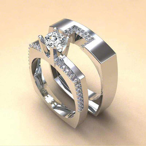 Set di Anelli da Donna in Rame Placcato Oro con Zirconia Cubica, Gioielli alla Moda - Product Image 1