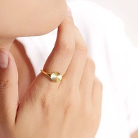 Jam Tangan Cincin Kawin Baja Tahan Karat Mewah Populer Gaya Angin Dingin Bunga Matahari untuk Jari Telunjuk Wanita Modis dengan Inlay Emas 18K