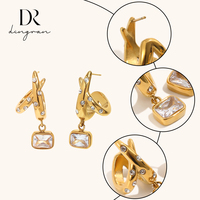 Joyería de Acero Inoxidable, Diseño de Moda Popular en Europa y América, Chapado en Oro de 18K, Líneas Trenzadas, Completamente Adornadas, para Mujer