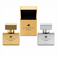 Vente flash - Flacon de parfum carré de luxe en verre - Flacon de parfum en verre plaqué or - 30 ml - Flacon de parfum de luxe avec boîte et couvercle