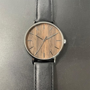 Reloj de Hombre Superligero, Correa de Cuero de Primera Calidad, Diseño ODM, Resistente al Agua 3BAR, Reloj de Vestir con Esfera de Madera, Cuarzo MIYOTA, Analógico Redondo - Product Image 6