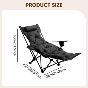 Modern Customizable Folding Recliner Lunch Rest <b>Bed</b> Four-gear Arm Thickened Metal Legs Free Installation Outdoor Beach Chair - Product Image 2