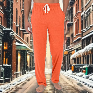 Pantalon de survêtement en coton orange pour homme, taille élastique avec cordon de serrage, pantalon décontracté avec poches latérales, léger, idéal pour l'été - Product Image 2