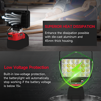 Adaptor Roda Daya 72W dengan Lampu Kerja LED Tanpa Kabel, Lampu Camping Outdoor dengan Pegangan, Lampu Portabel dengan Pengisian Daya USB Tipe C