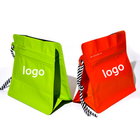 Longe corde huit joints latéraux fond plat sacs de grains de café tirette ouverte fermeture éclair refermable feuille d'aluminium doublé sac de café avec valve