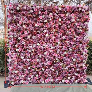 DKB 5d artificial 8ft x 8ft Hot pink flor pared rollo cremallera panel telón de fondo - Product Image 2