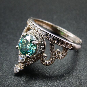 1.42ct Belle Moissanite Monili <span class=keywords><strong>Della</strong></span> Pietra Preziosa 925 Sterling Silver Verde Anello di Moissanite/Moissanite Anello <span class=keywords><strong>Corona</strong></span>/moissanite del diamante gioiello - Product Image 5