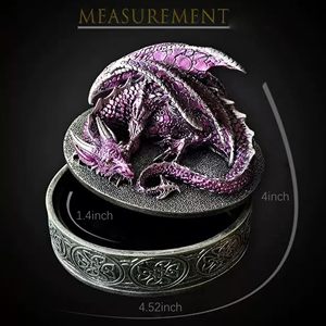 صندوق مجوهرات التنين الأرجواني XinZhiRun-صندوق كنز خيالي مع غطاء في القرون الوسطى ، صندوق هدايا قابل للتحصيل للديكور - Product Image 4