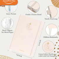 Cuaderno de Tapa Dura de Papel PU Estilo Remade, Diario con Páginas Punteadas, Plantillas de Diario Pre-Hechas, Encuadernado Cosido, 120 Hojas