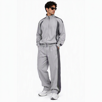 Ensembles de survêtements tendance en coton personnalisés, veste zippée patchwork et pantalon de jogging, survêtement personnalisé pour homme