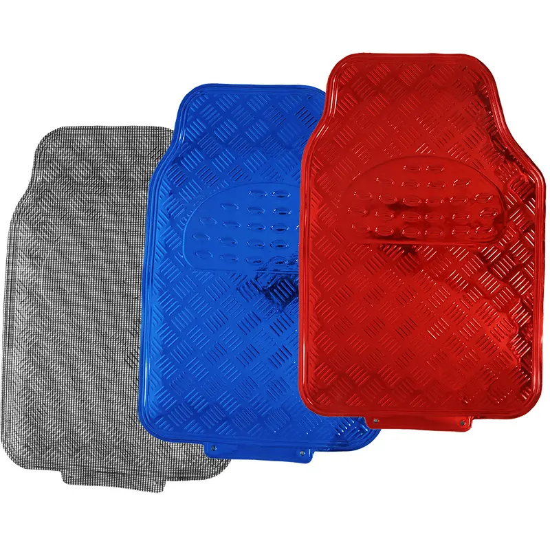 Motor Trend Heavy Aluminum Car Floor Mats PVC for Auto Other Interior Accessories Universal Size Full Set 3 Pcs Car Mats