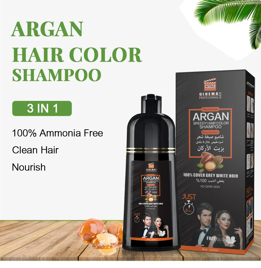 En çok satan Argan yağı sihirli renk erkekler için saç boyası şampuan toptan ücretsiz örnek kalıcı siyah saç boyası
