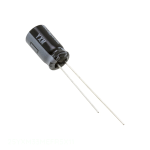 Condensateur traversant à canal fabricant, aluminium, 33 µF, 20 %, 25 V, radial, TH 25YXM33MEFR5X11 - Product Image 1