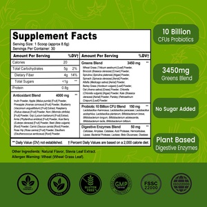 Suplementos Antioxidantes en Polvo de Mezcla de Superalimentos Verdes con Probióticos, Venta Caliente OEM ODM - Product Image 2